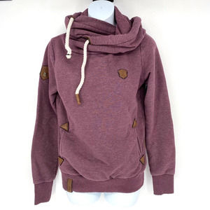 Naketano Brave New World Cowl Neck Hoodie Burgundy Women’s Size M